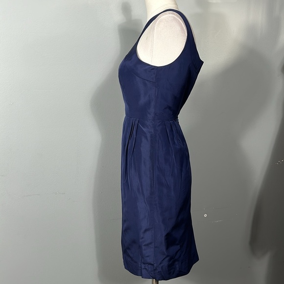 J. Crew Navy Silk Taffeta Shimmery Halter Mini Dress size 0 - Picture 6 of 13